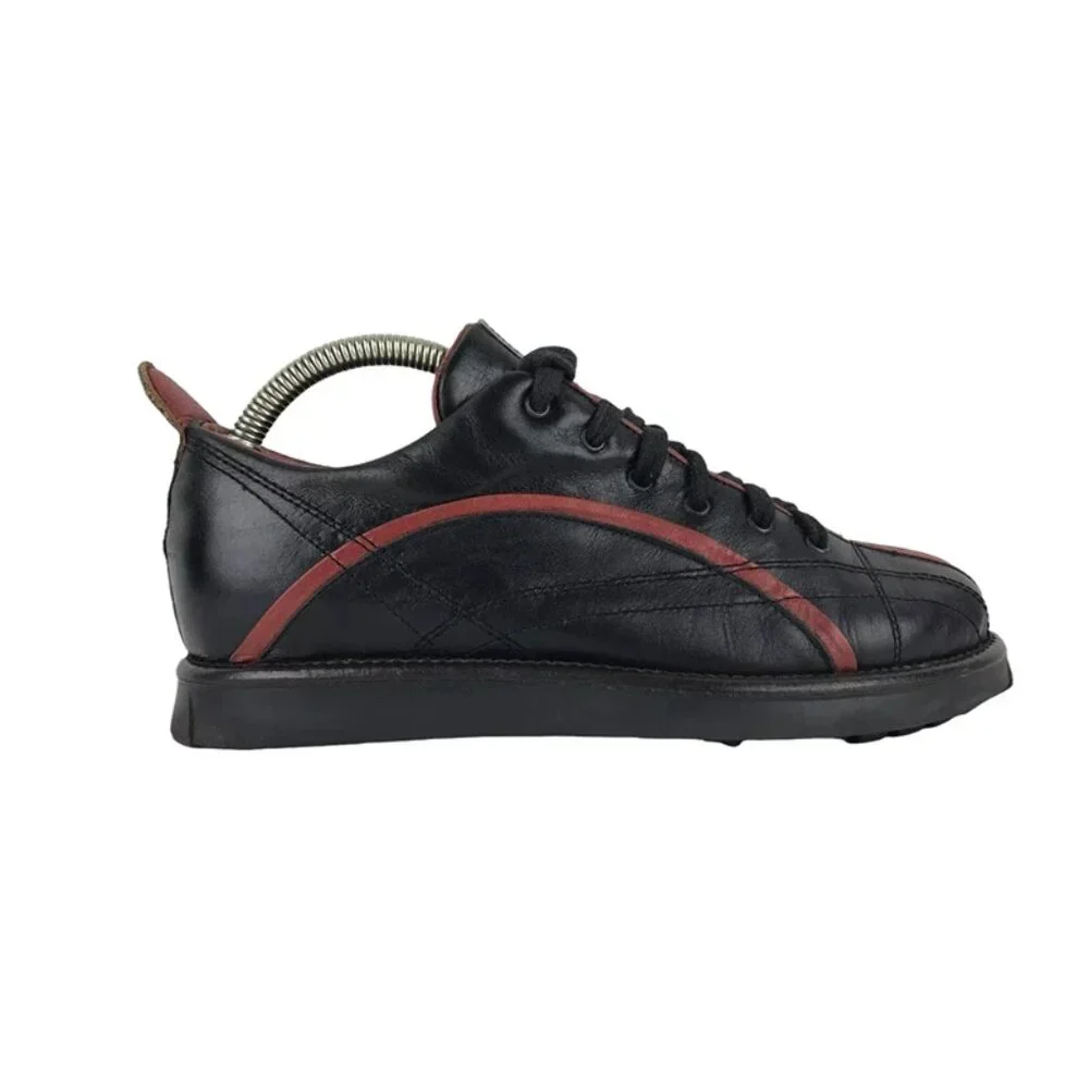 R.B.S. Womens Black Red‎ Leather Lace Up Low Top Sneakers Shoes Size US 6